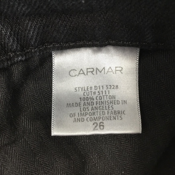 Carmar Black High Waisted Distressed Raw Hem Jean Shorts - Picture 9 of 10